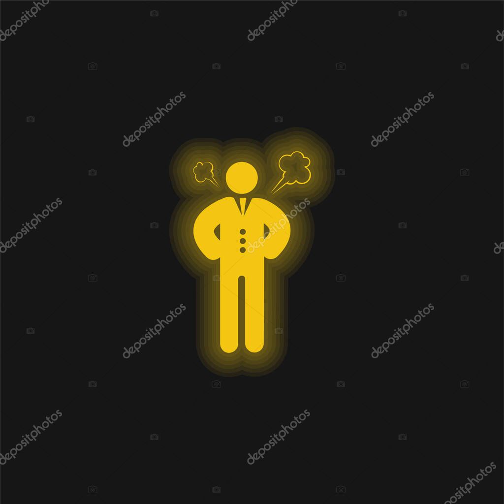 Angry Boss yellow glowing neon icon