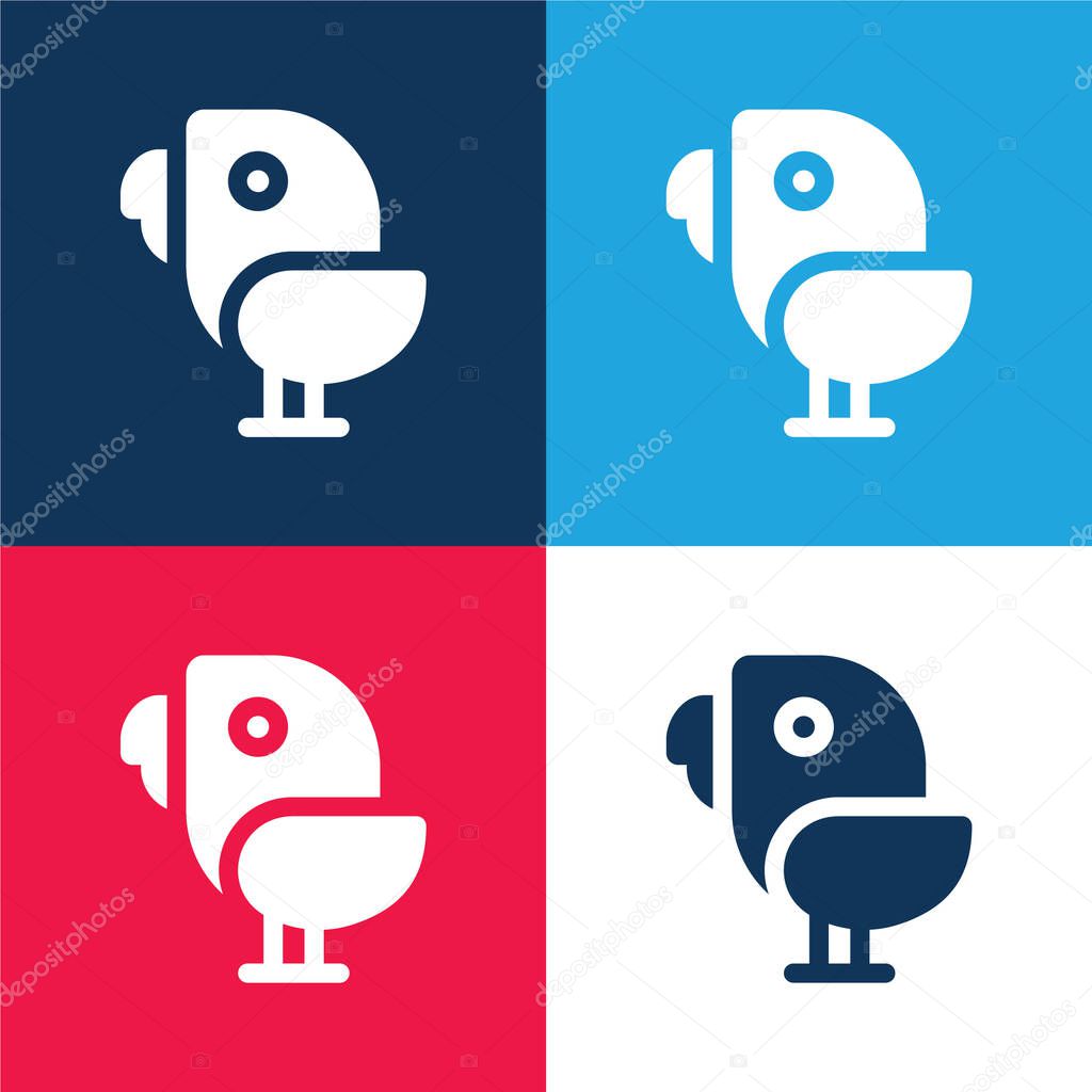 Bird blue and red four color minimal icon set