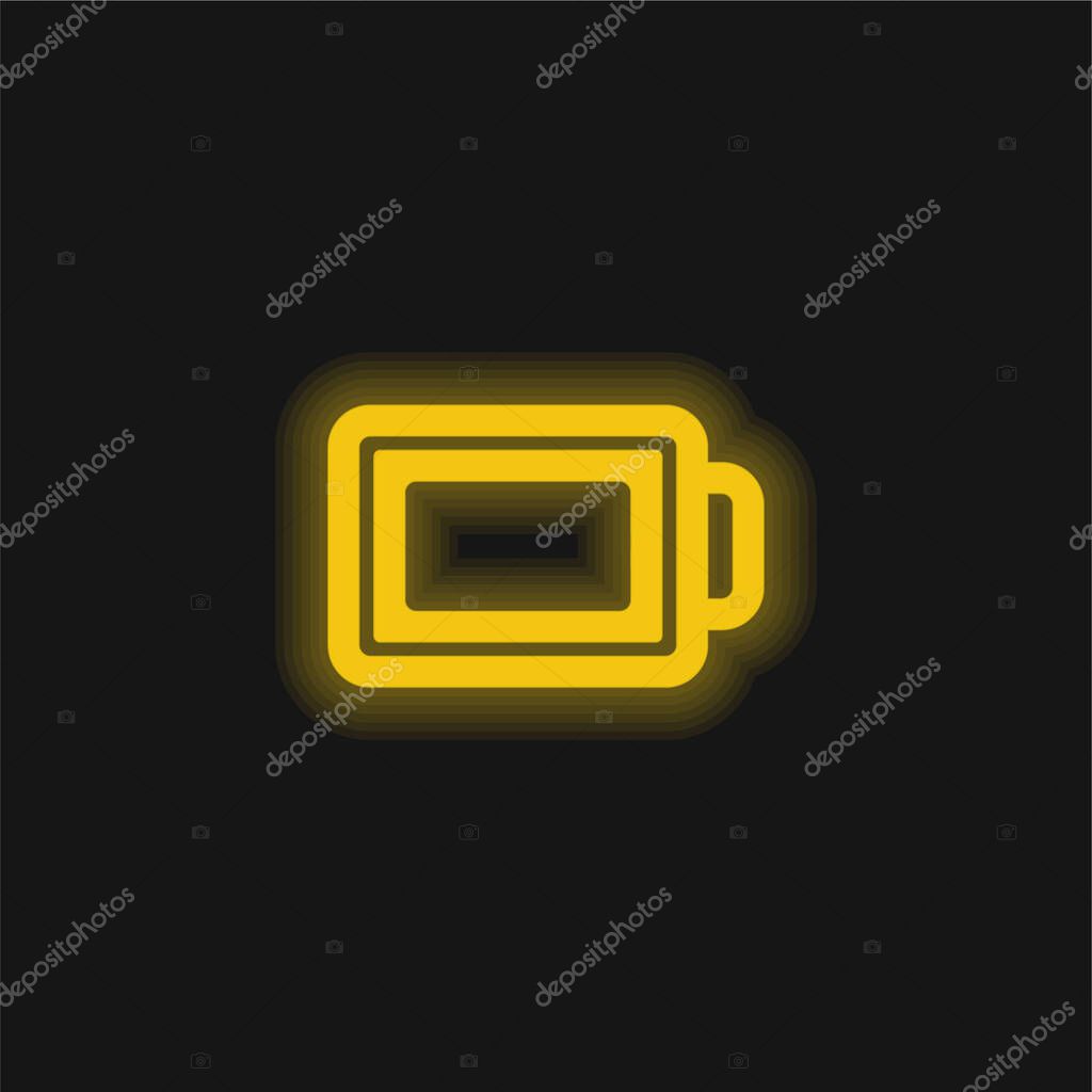 Battery Outline yellow glowing neon icon