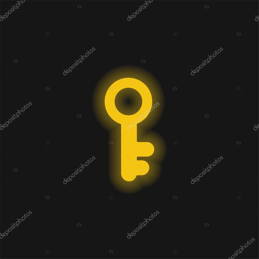 Antique Key yellow glowing neon icon