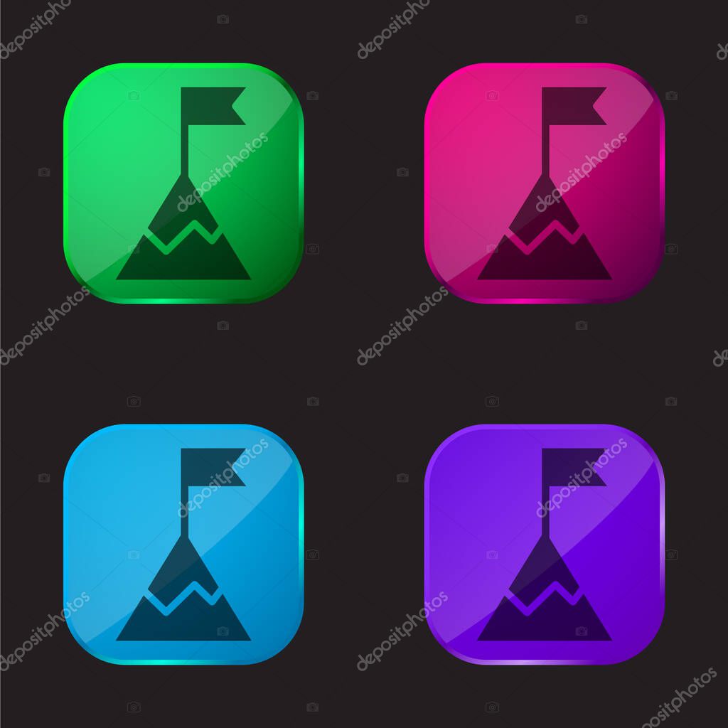 Achievement four color glass button icon
