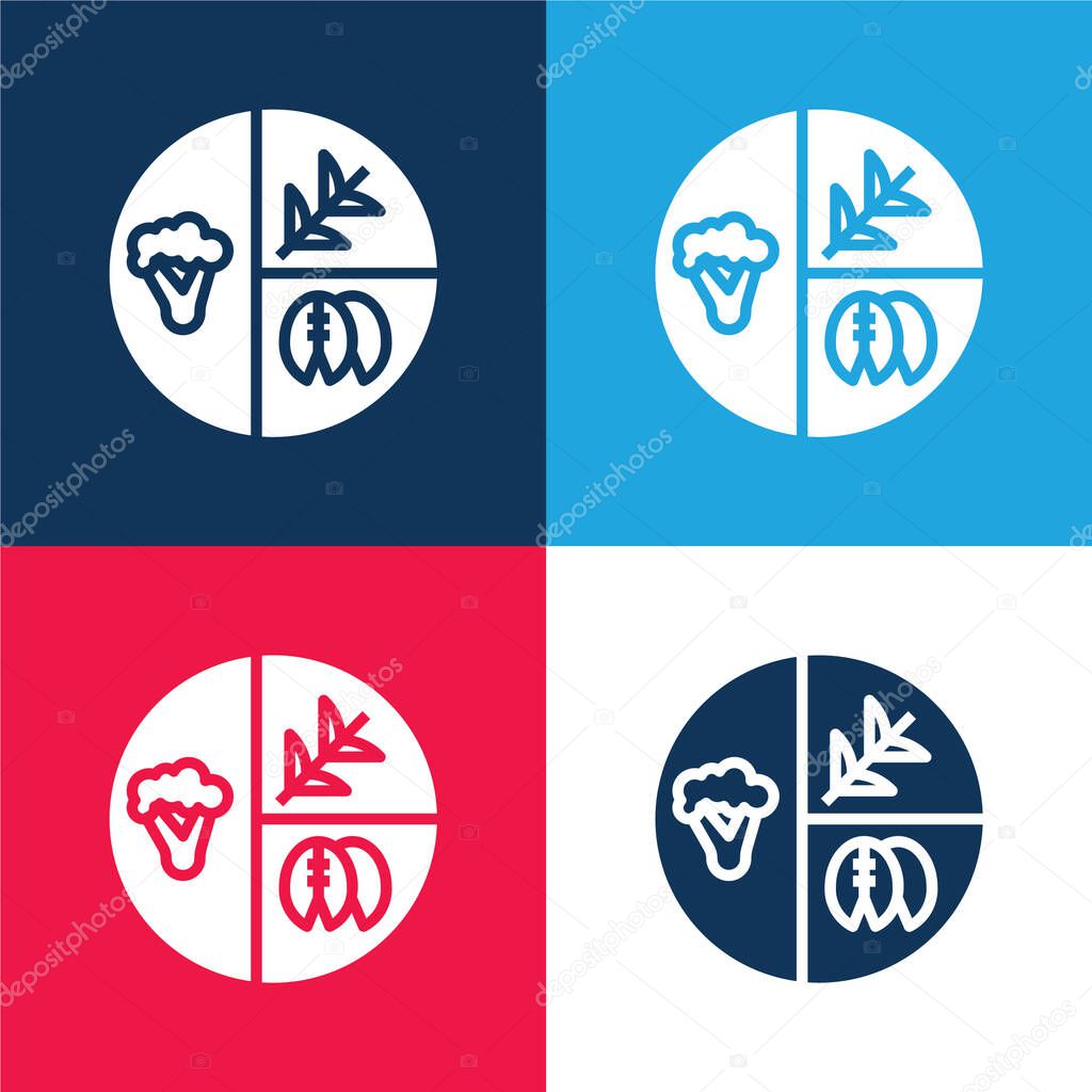 Balanced Diet blue and red four color minimal icon set