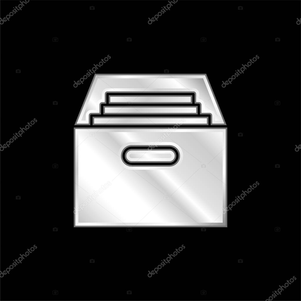 Archive silver plated metallic icon
