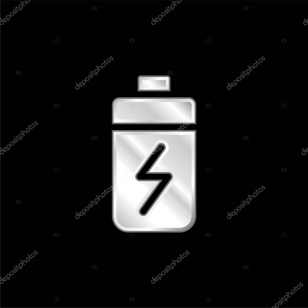 Battery silver plated metallic icon