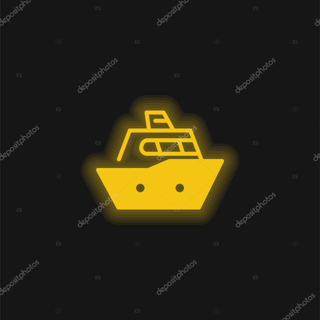 Boat yellow glowing neon icon