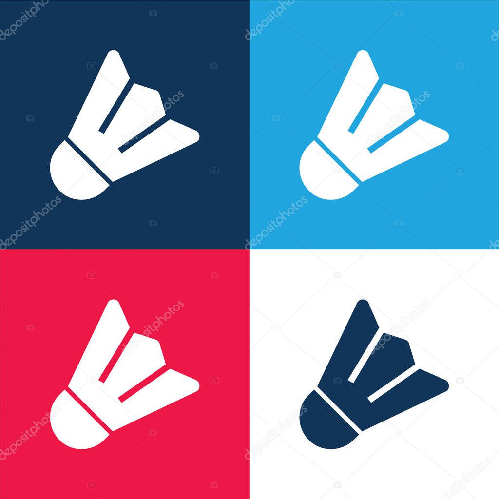 Badminton blue and red four color minimal icon set