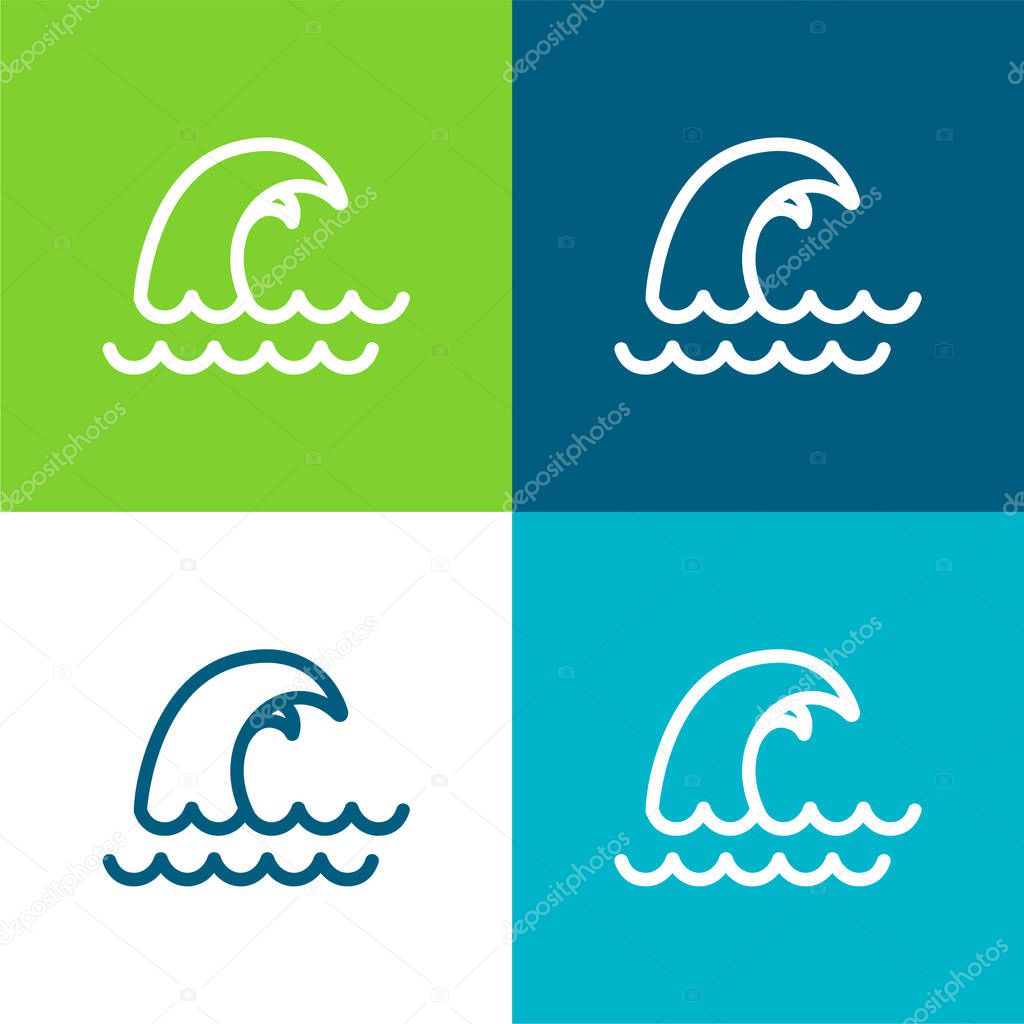 Big Wave Flat four color minimal icon set