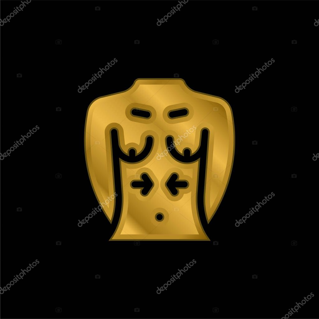 Breast gold plated metalic icon or logo vector