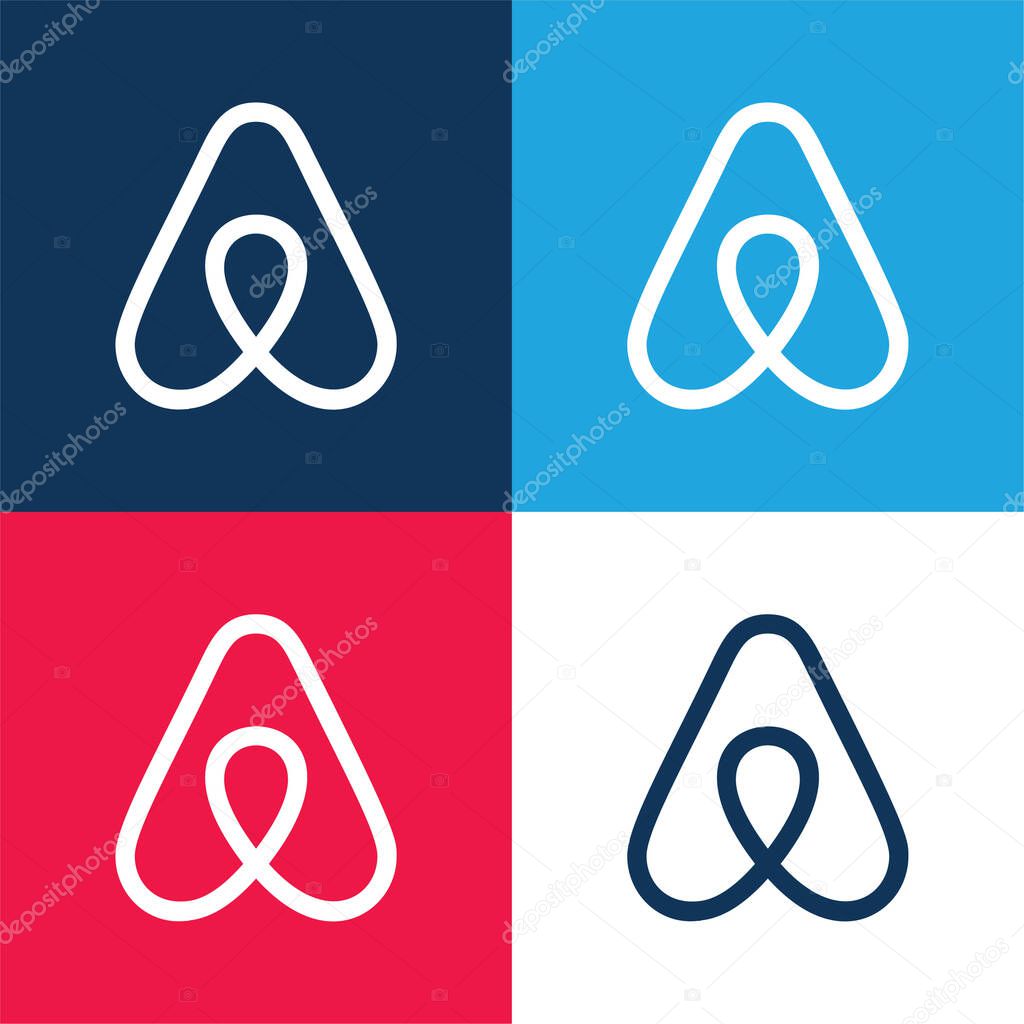 Airbnb blue and red four color minimal icon set