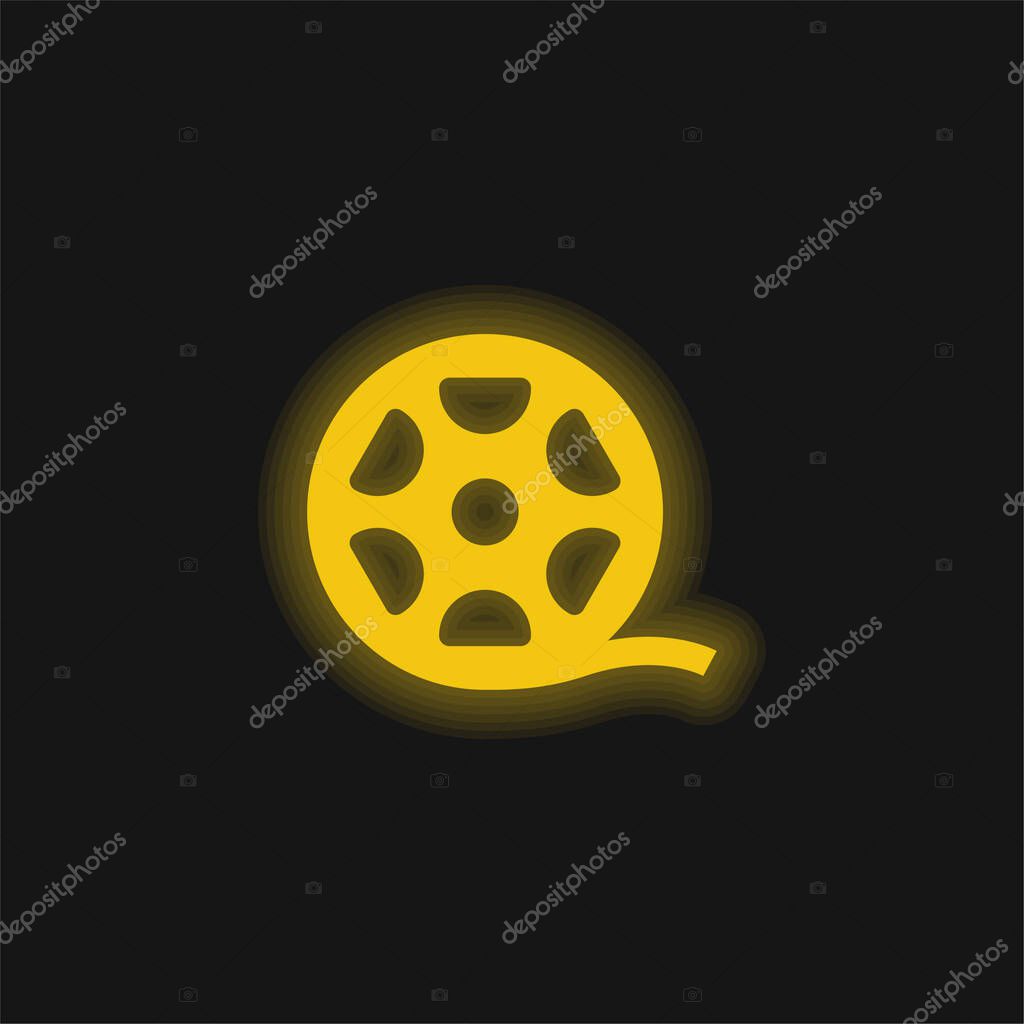 Big Film Roll yellow glowing neon icon