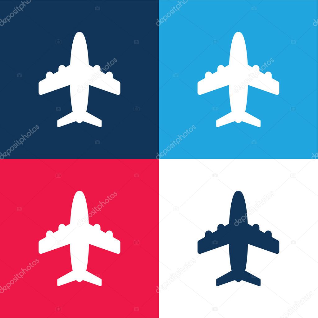 Airliner blue and red four color minimal icon set