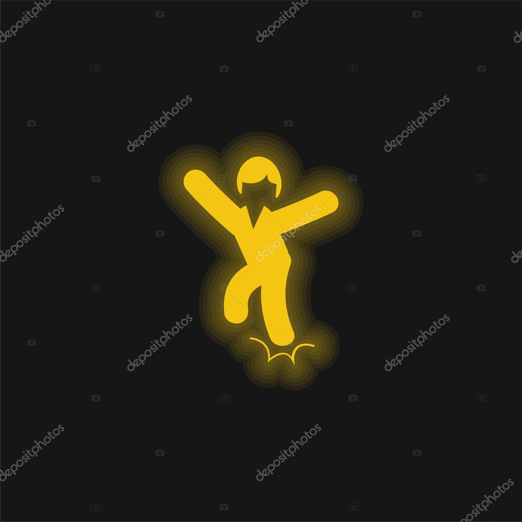 Ankle Sprain yellow glowing neon icon