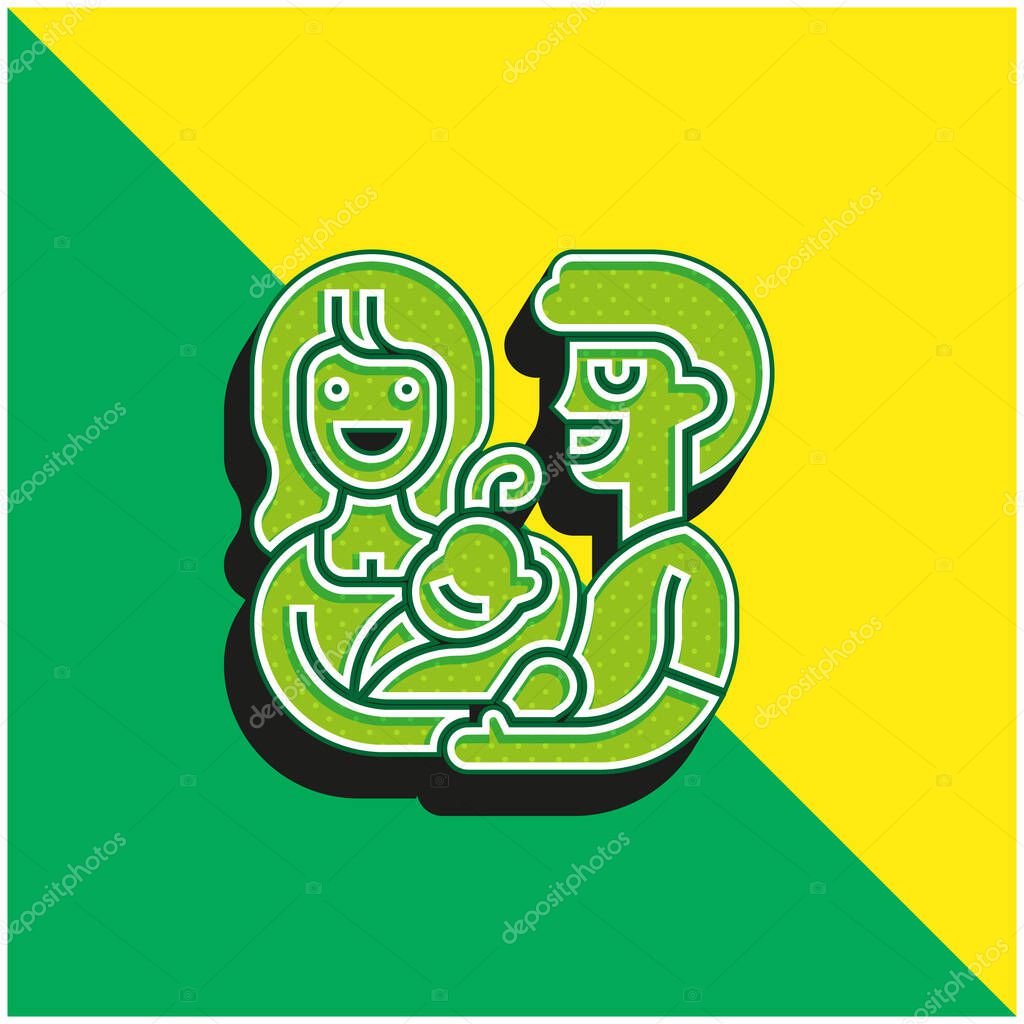 Adoption Green and yellow modern 3d vector icon logo