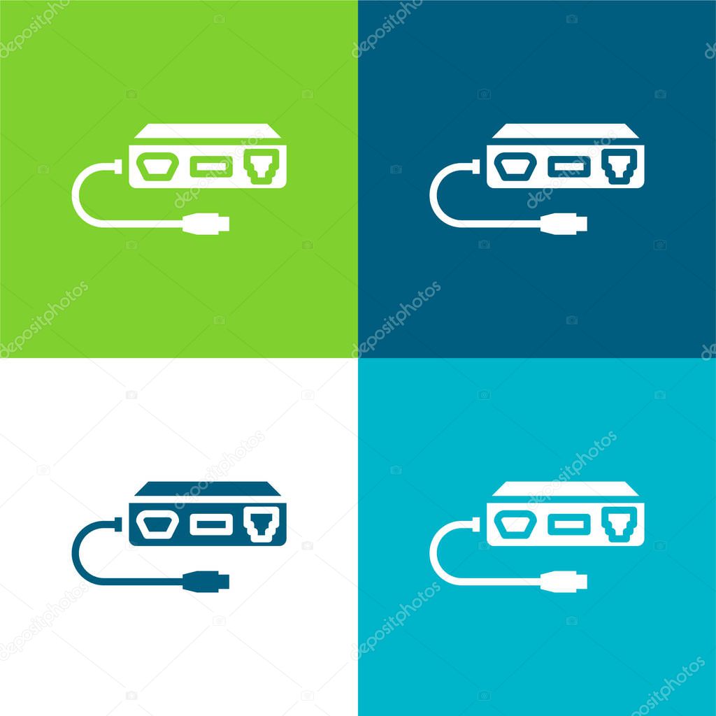 Adapter Flat four color minimal icon set
