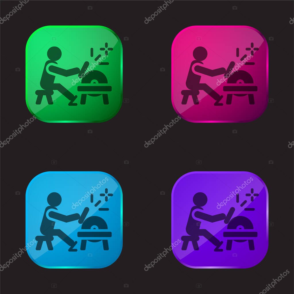 Blacksmith four color glass button icon
