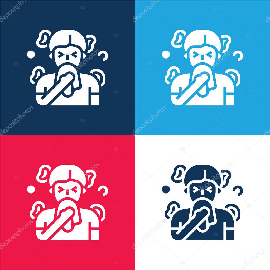 Antihistamines blue and red four color minimal icon set