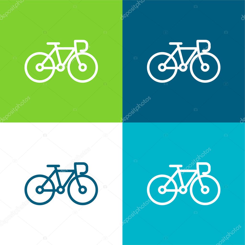 Bike Flat four color minimal icon set