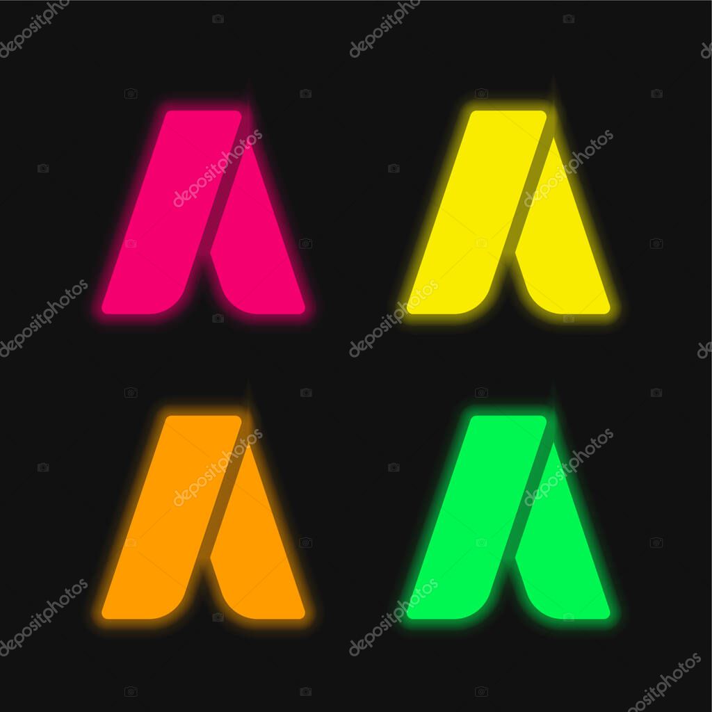 Adwords four color glowing neon vector icon