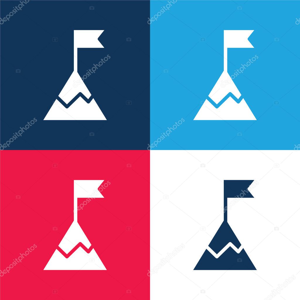 Achievement blue and red four color minimal icon set