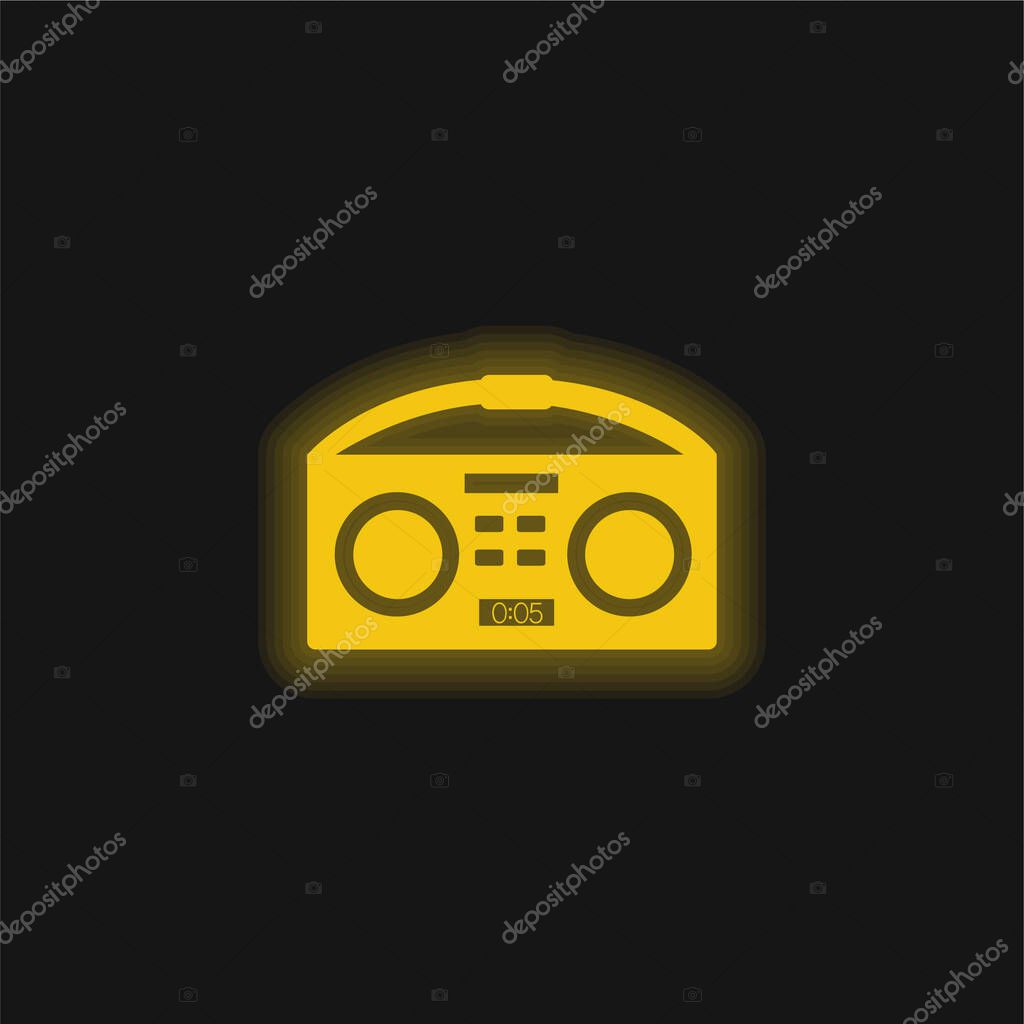Boombox yellow glowing neon icon