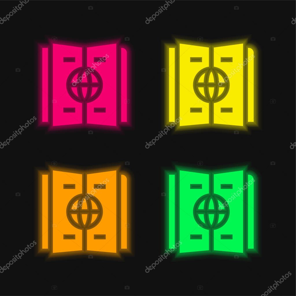 Atlas four color glowing neon vector icon