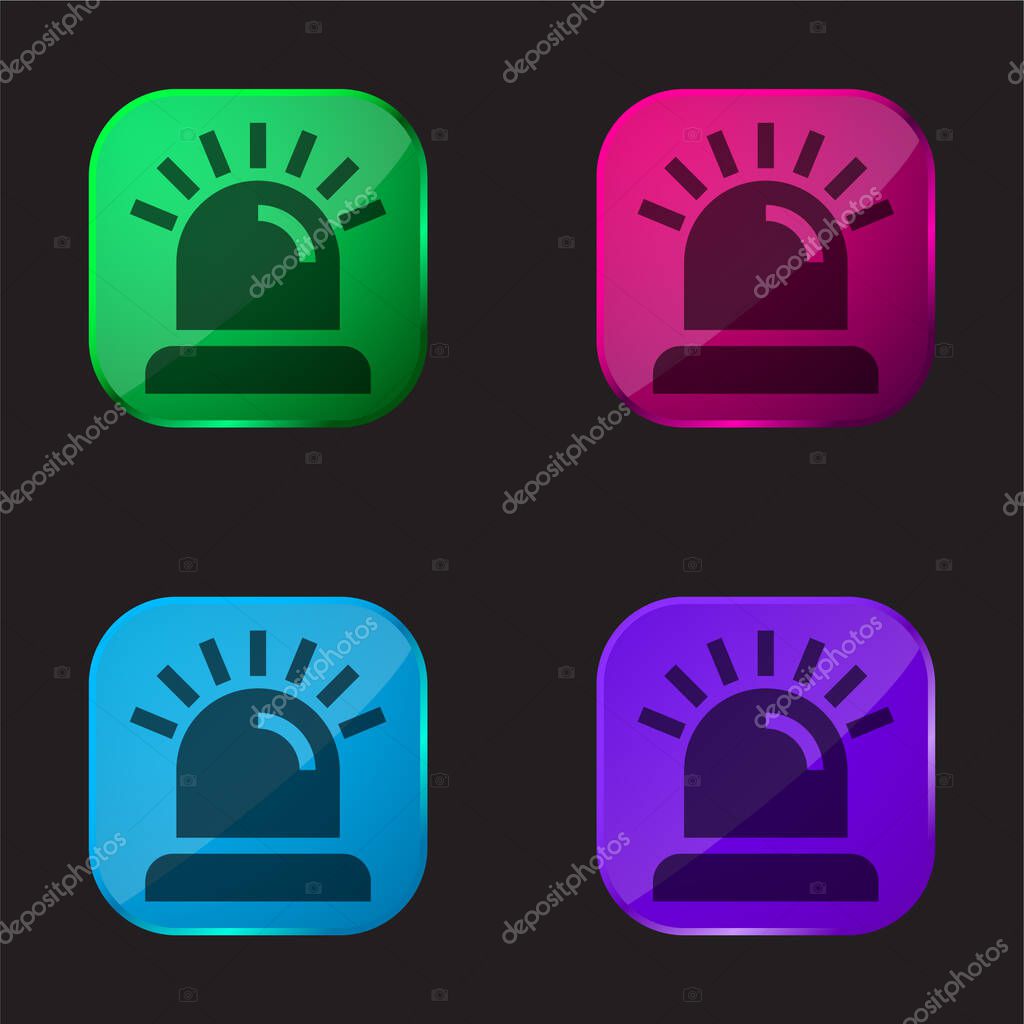 Alarm four color glass button icon