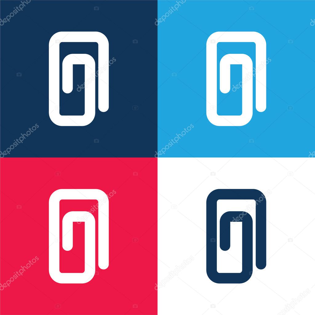 Attachment Paperclip Symbol Of Straight Lines With Rounded Angles blue and red four color minimal icon set