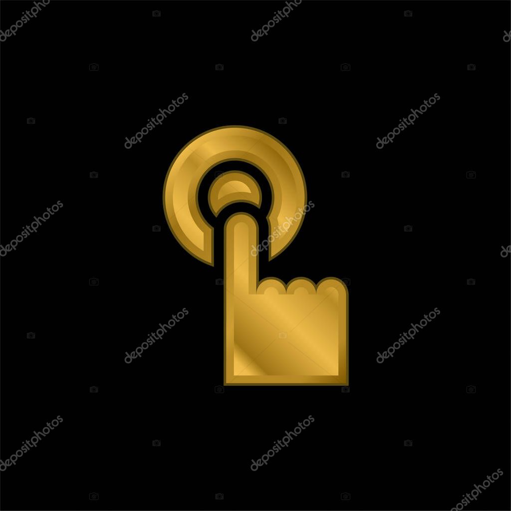 Alarm gold plated metalic icon or logo vector