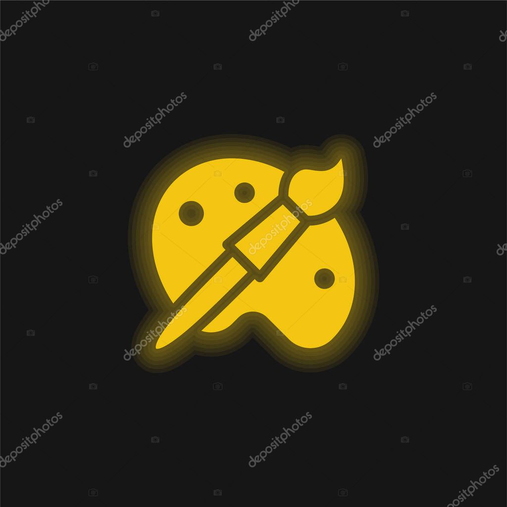 Artist Tools yellow glowing neon icon