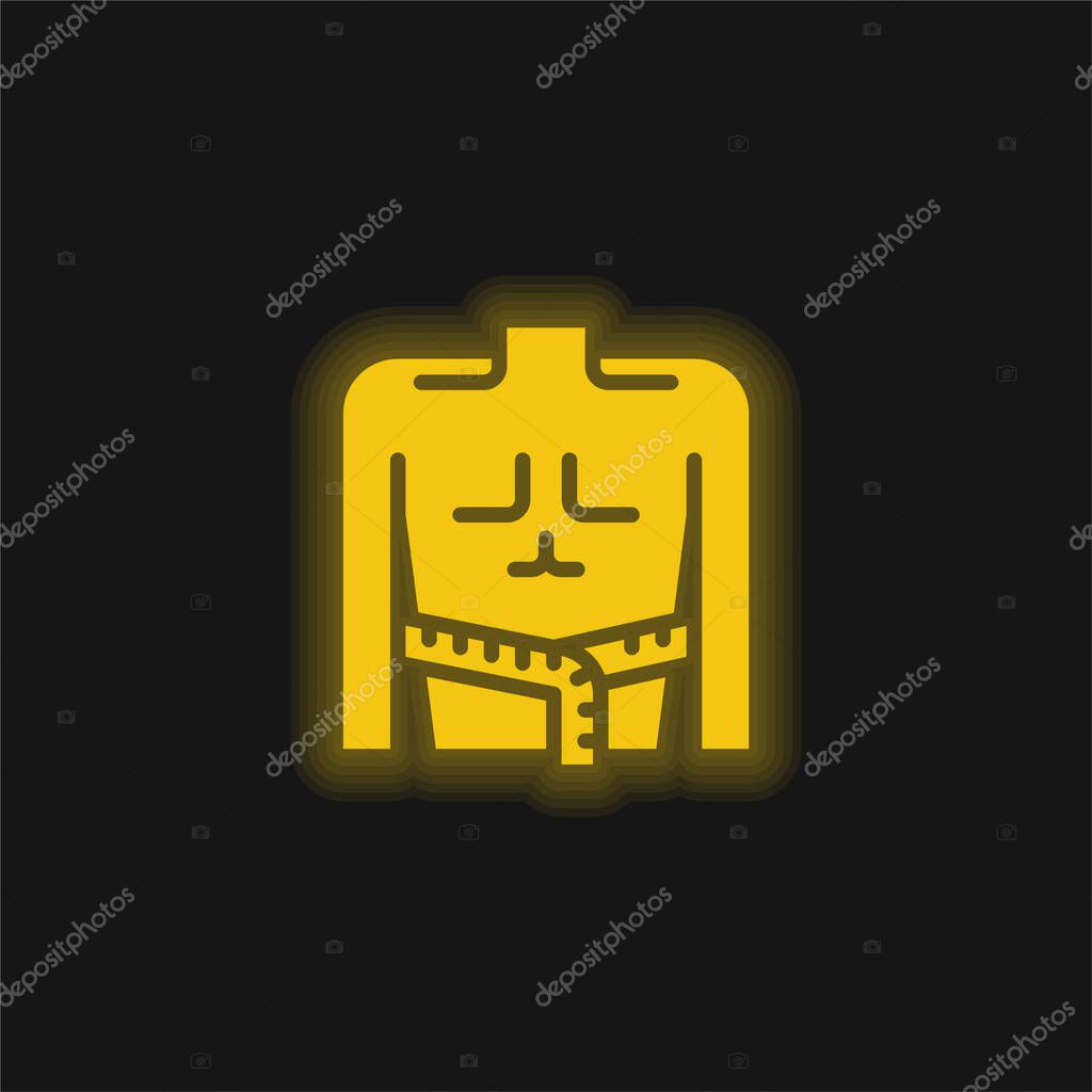 Body Mass yellow glowing neon icon