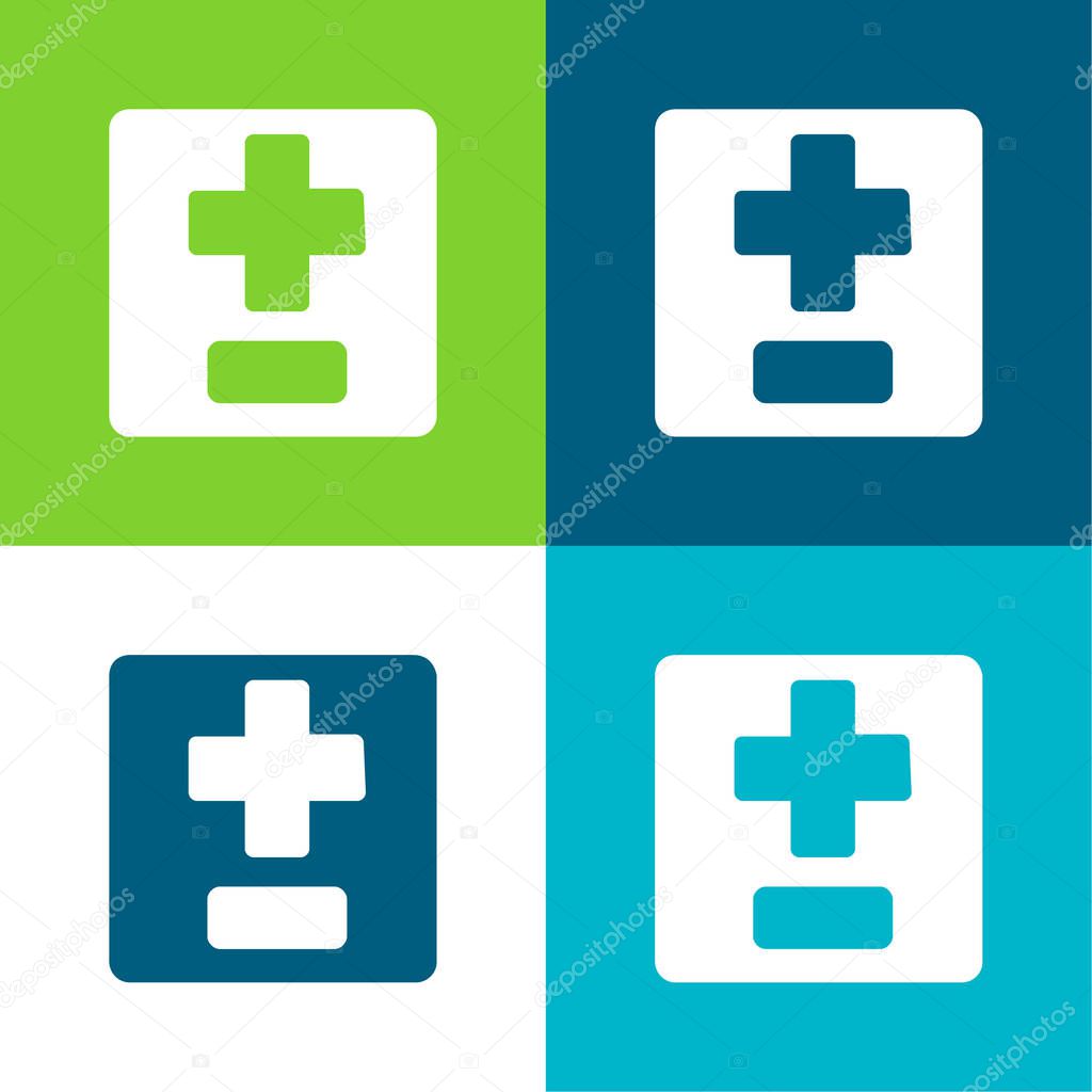 Add And Subtract Symbols Flat four color minimal icon set