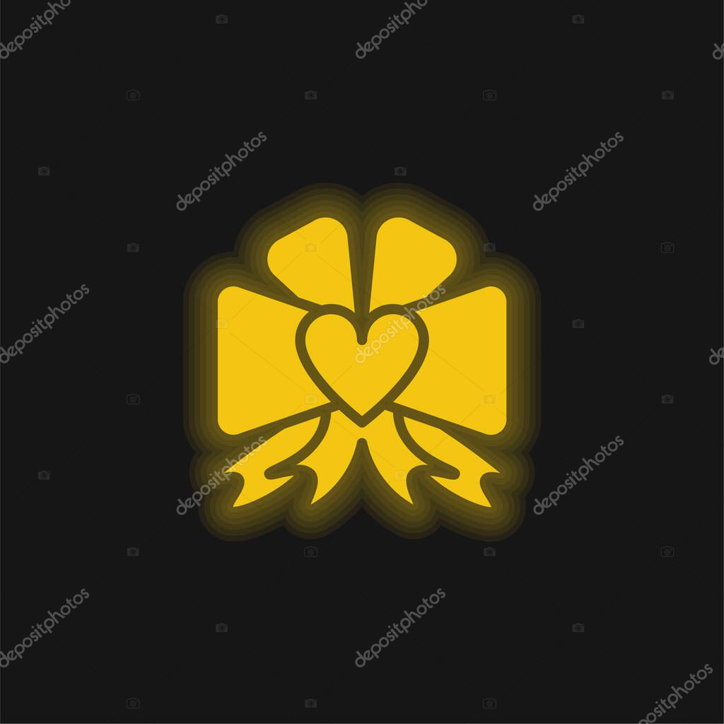 Bow yellow glowing neon icon