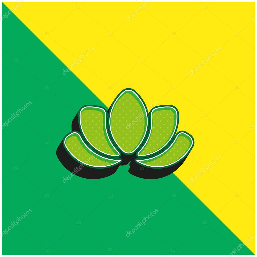 Beautiful Lotus Flower Green and yellow modern 3d vector icon logo