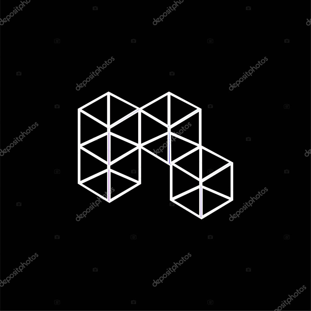 3d Cubes blue gradient vector icon