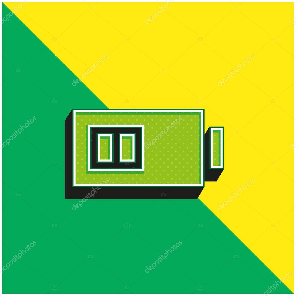 Battery Green and yellow modern 3d vector icon logo