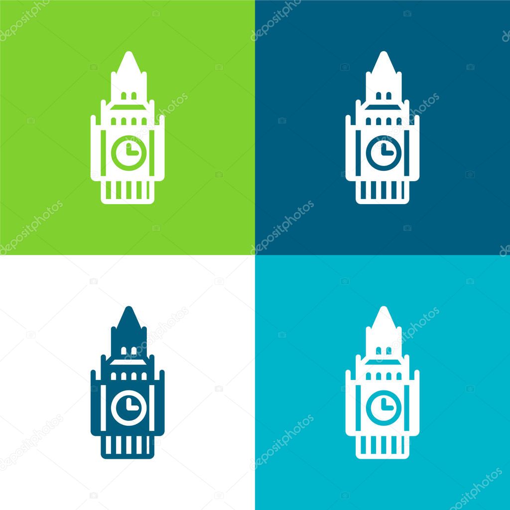 Big Ben Flat four color minimal icon set