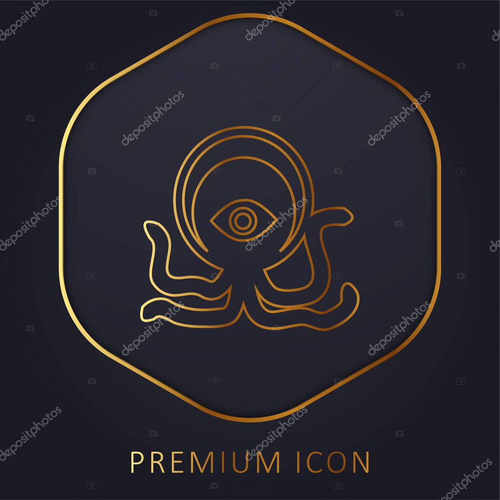 Alien Creature golden line premium logo or icon