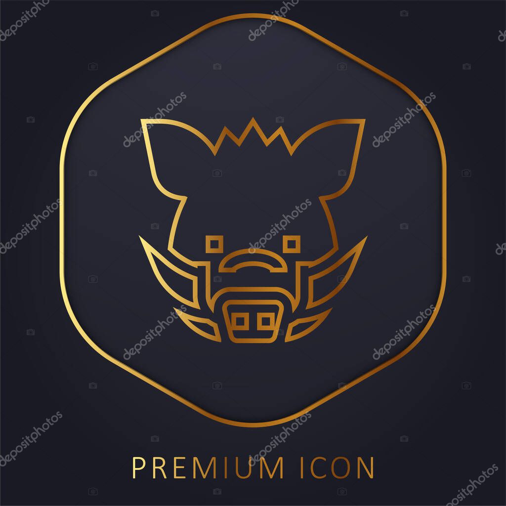 Boar golden line premium logo or icon