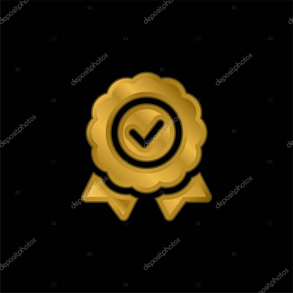Badge gold plated metalic icon or logo vector