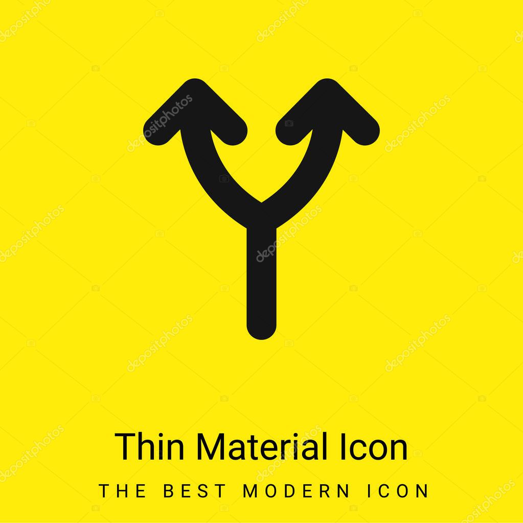 Bifurcation Of Up Arrow minimal bright yellow material icon