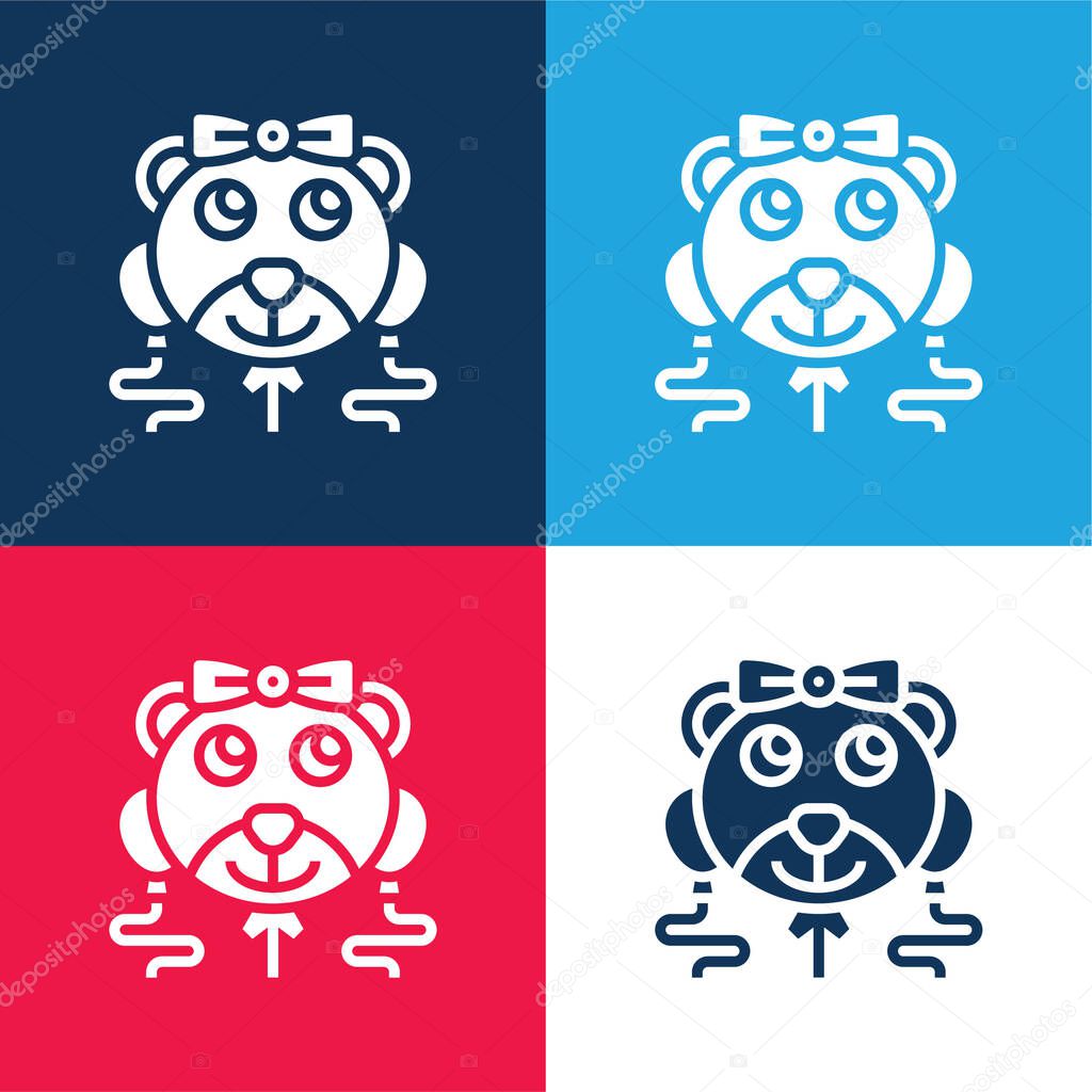Balloons blue and red four color minimal icon set