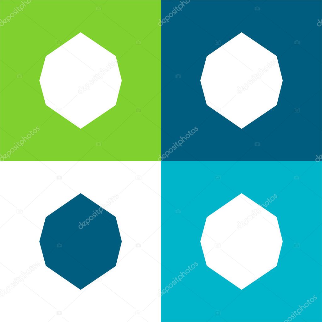 Black Octagon Shape Flat four color minimal icon set
