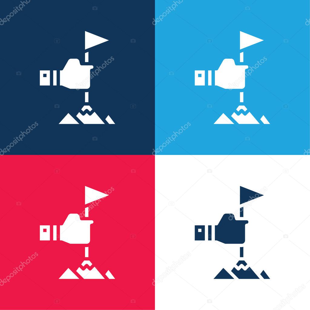 Achievement blue and red four color minimal icon set