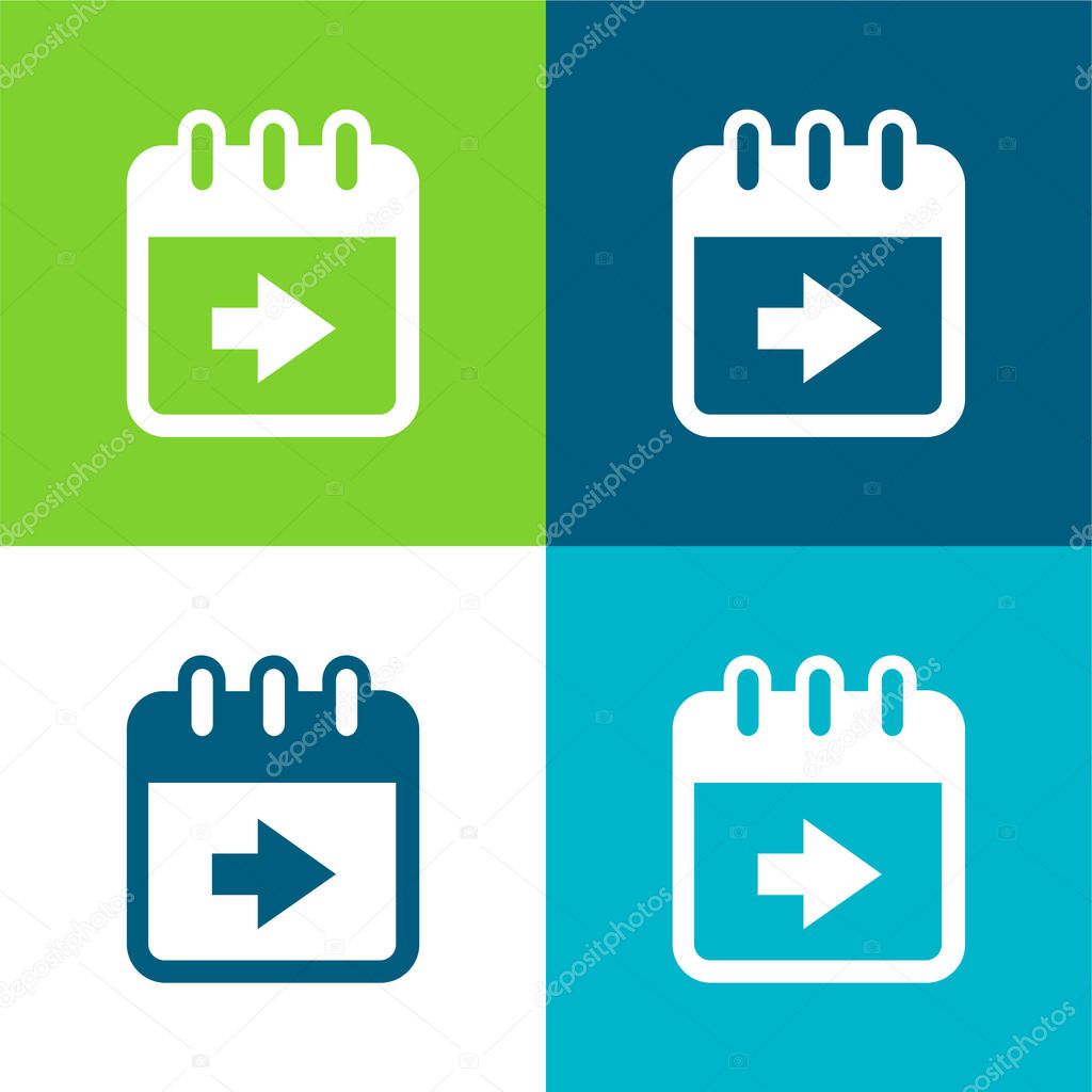 Advance Calendar Page Button With Right Arrow Flat four color minimal icon set