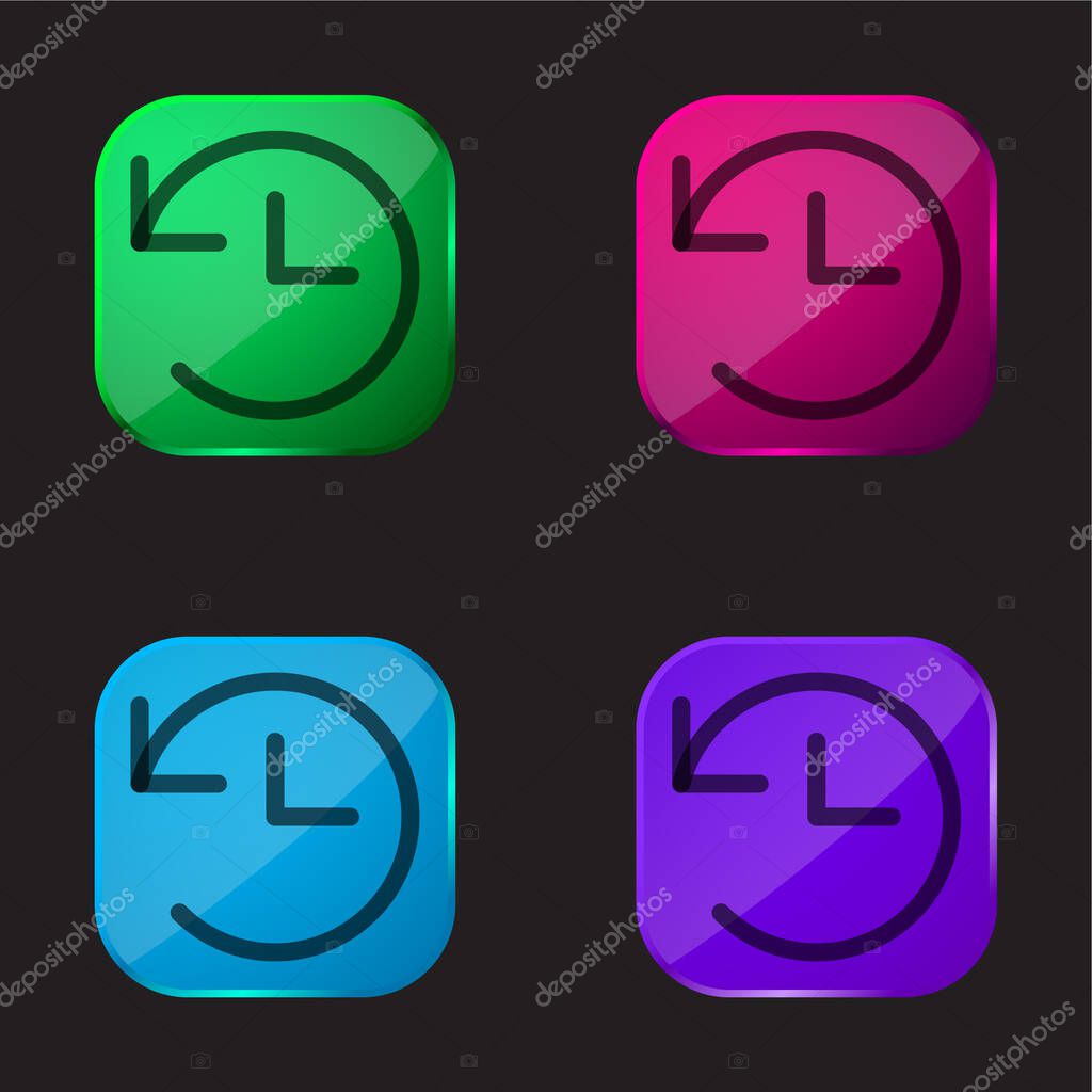 Back Arrow four color glass button icon