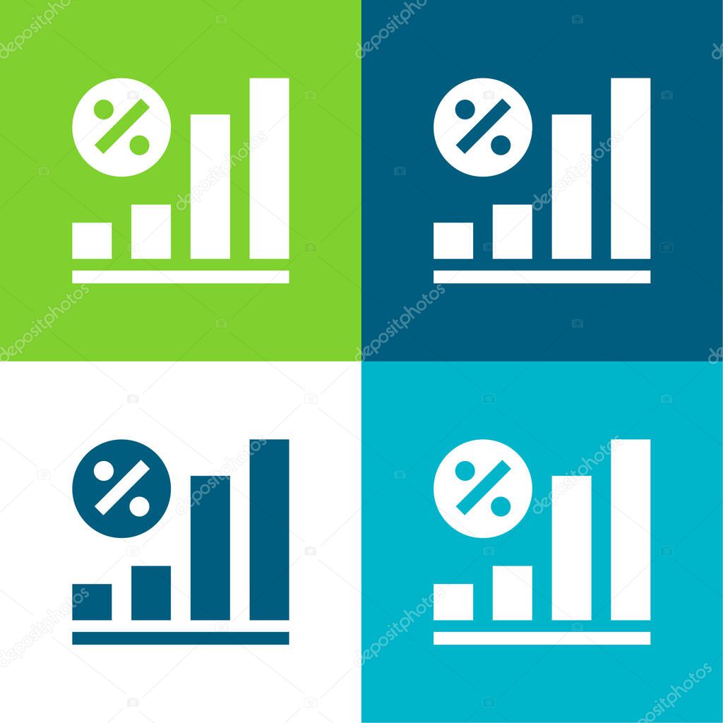Bar Chart Flat four color minimal icon set