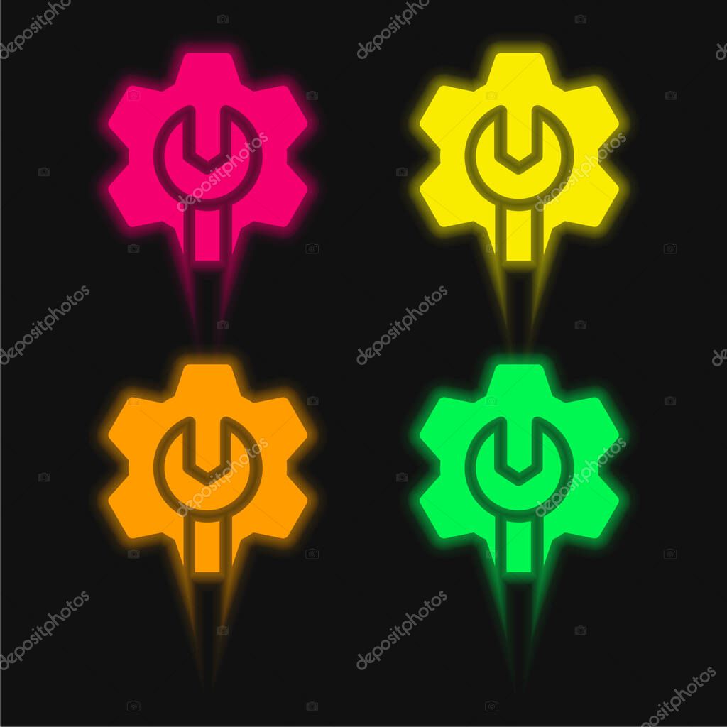 Admin four color glowing neon vector icon
