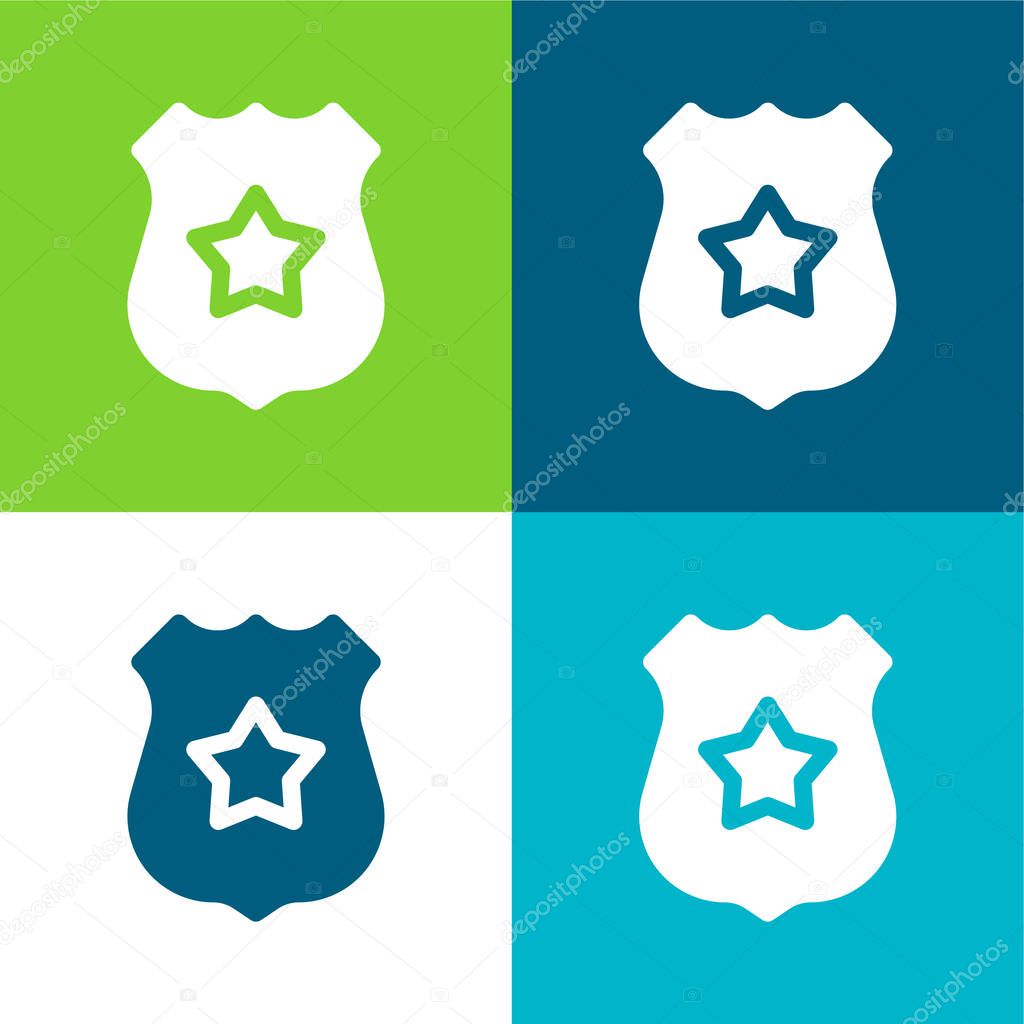 Badge Flat four color minimal icon set