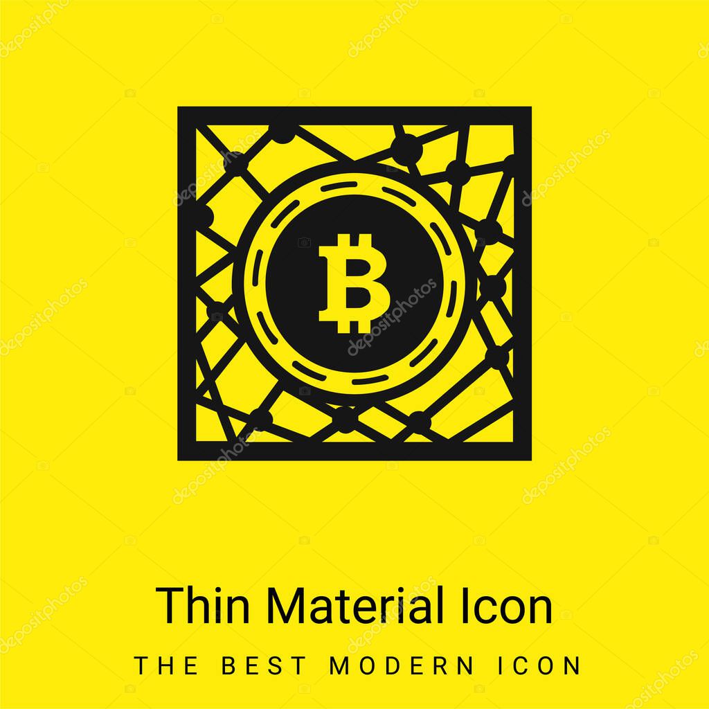 Bitcoin Digital Network Symbol minimal bright yellow material icon