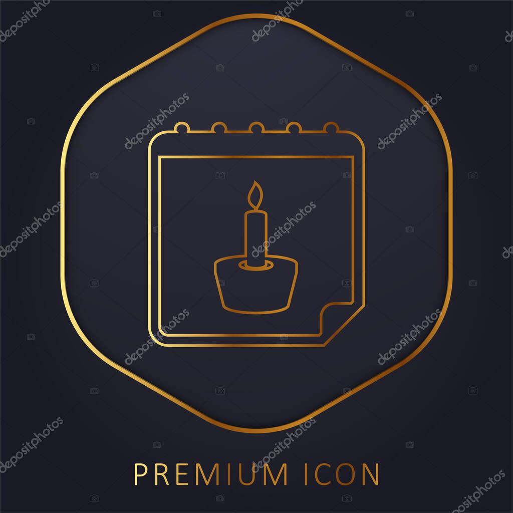 Birthday Reminder golden line premium logo or icon